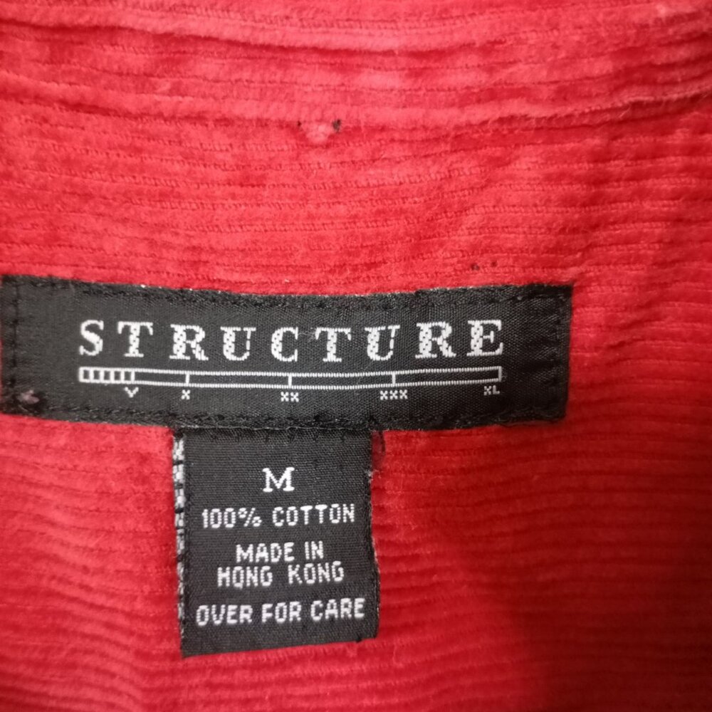 Vintage Structure Red Corduroy Half-Zip Shirt Jacket Size M Long Sleeve Casual - Picture 2 of 10
